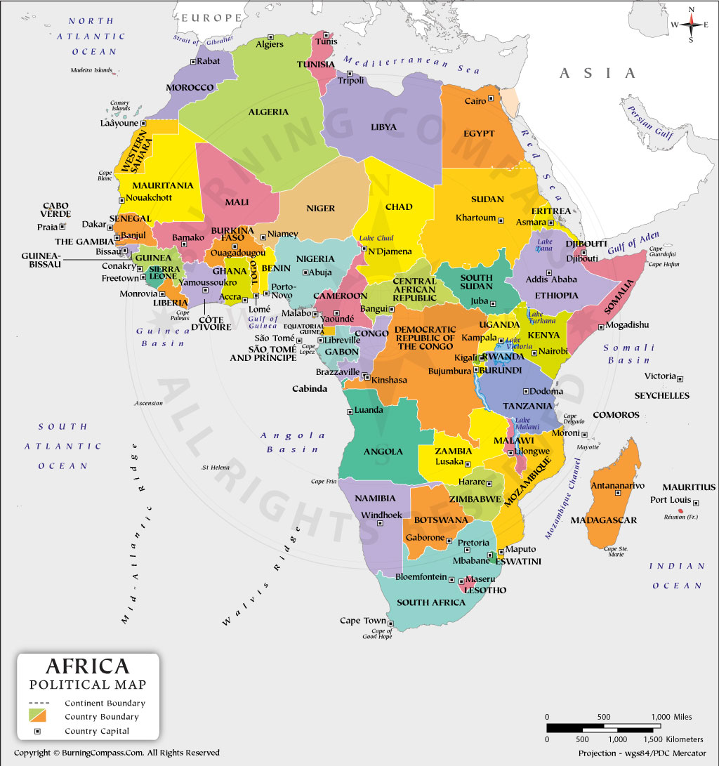 Africa Political Map With Capitals