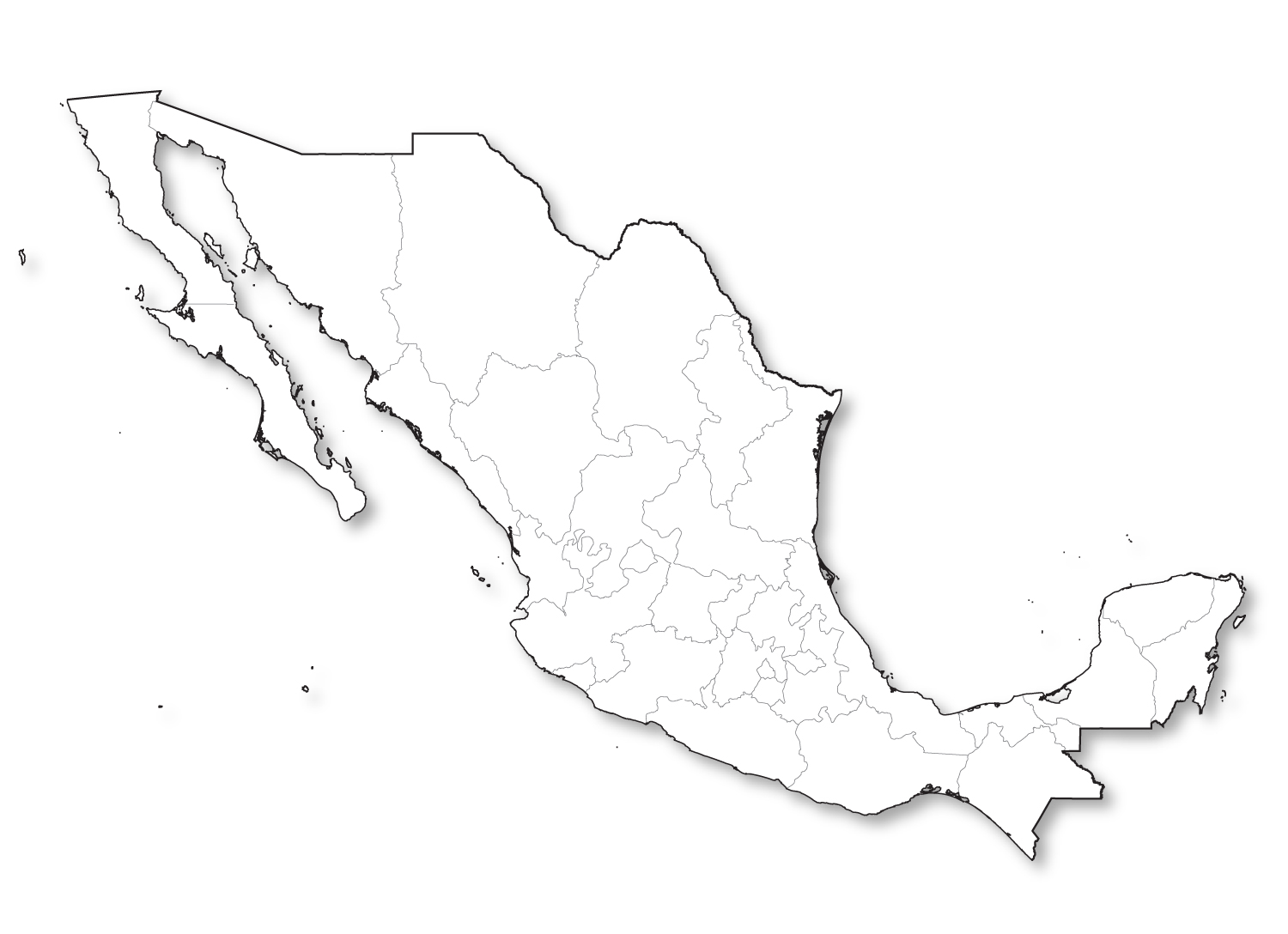 Blank Map of Mexico in HD