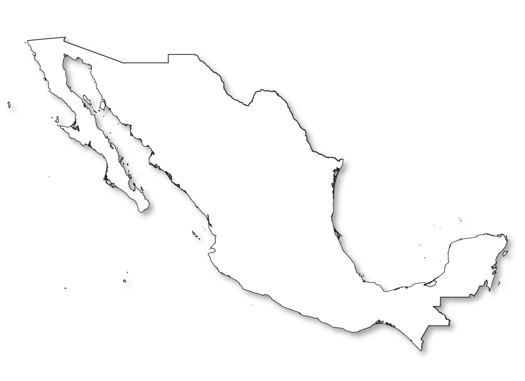 Outline Map of Mexico in HD