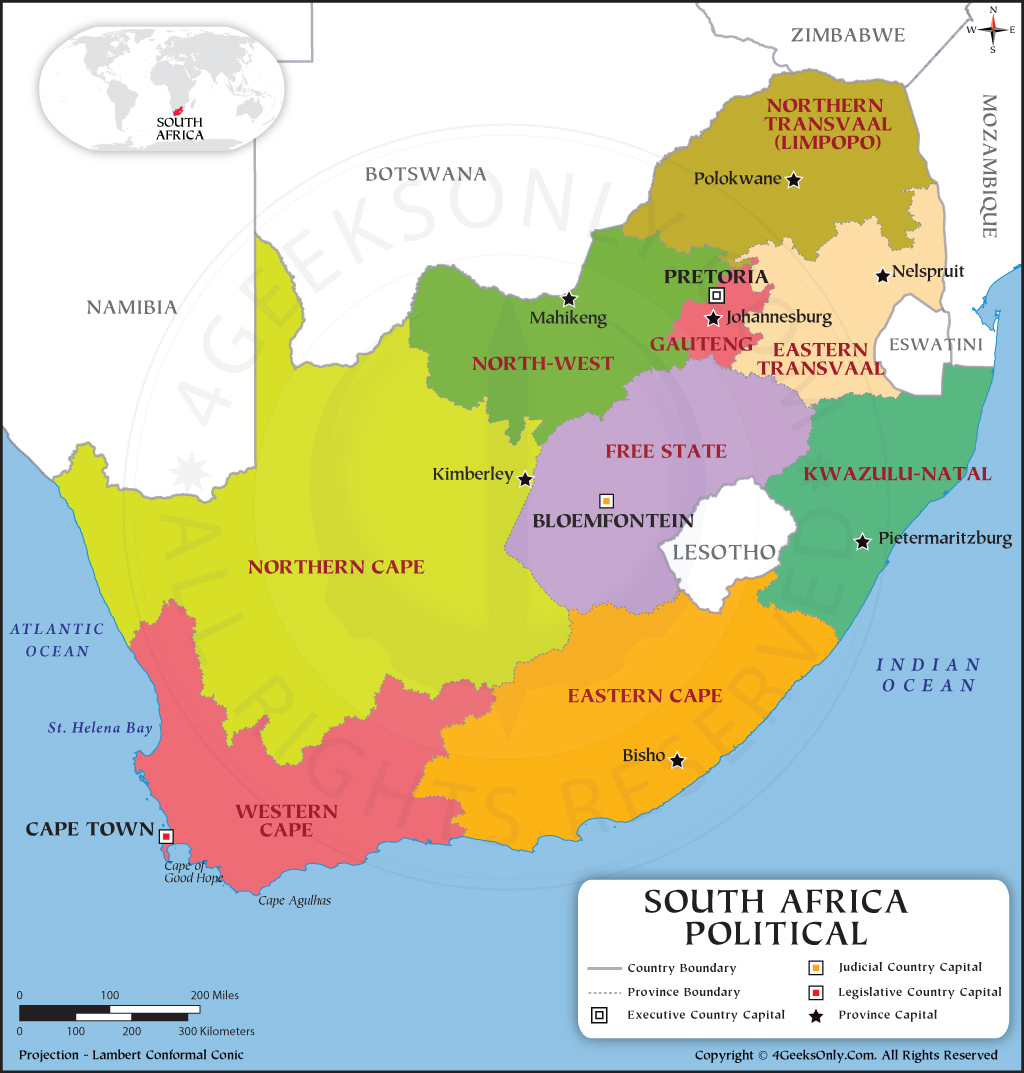 South Africa Province Map South Africa Political Map
