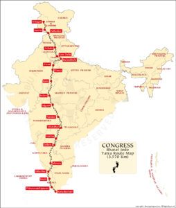 Bharat Jodo Yatra Route Map