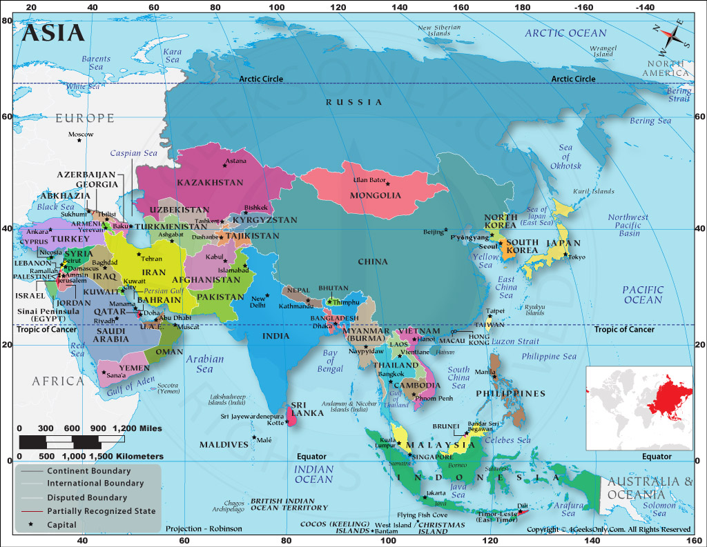 Asia Map With Country Names And Capitals Zip Code Map Gambaran
