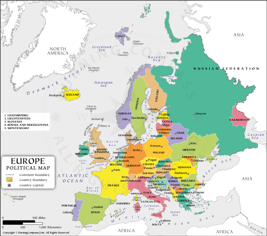 Political Map Of Europe Countries