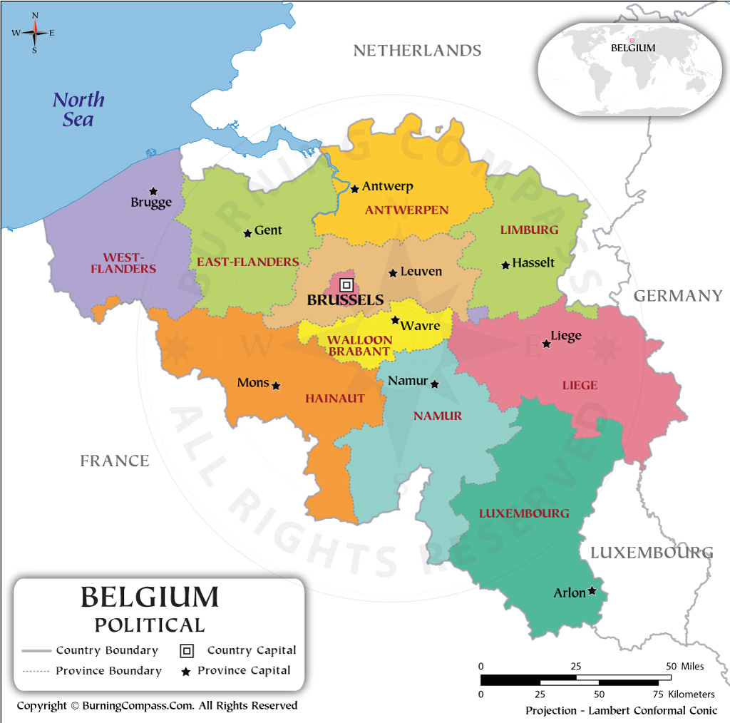 Belgium Province Map, Belgium Political Map