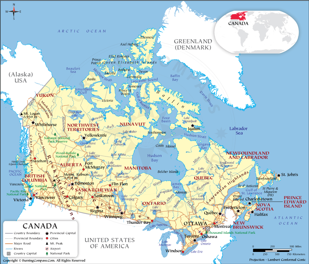 carte du canada provinces et capitales