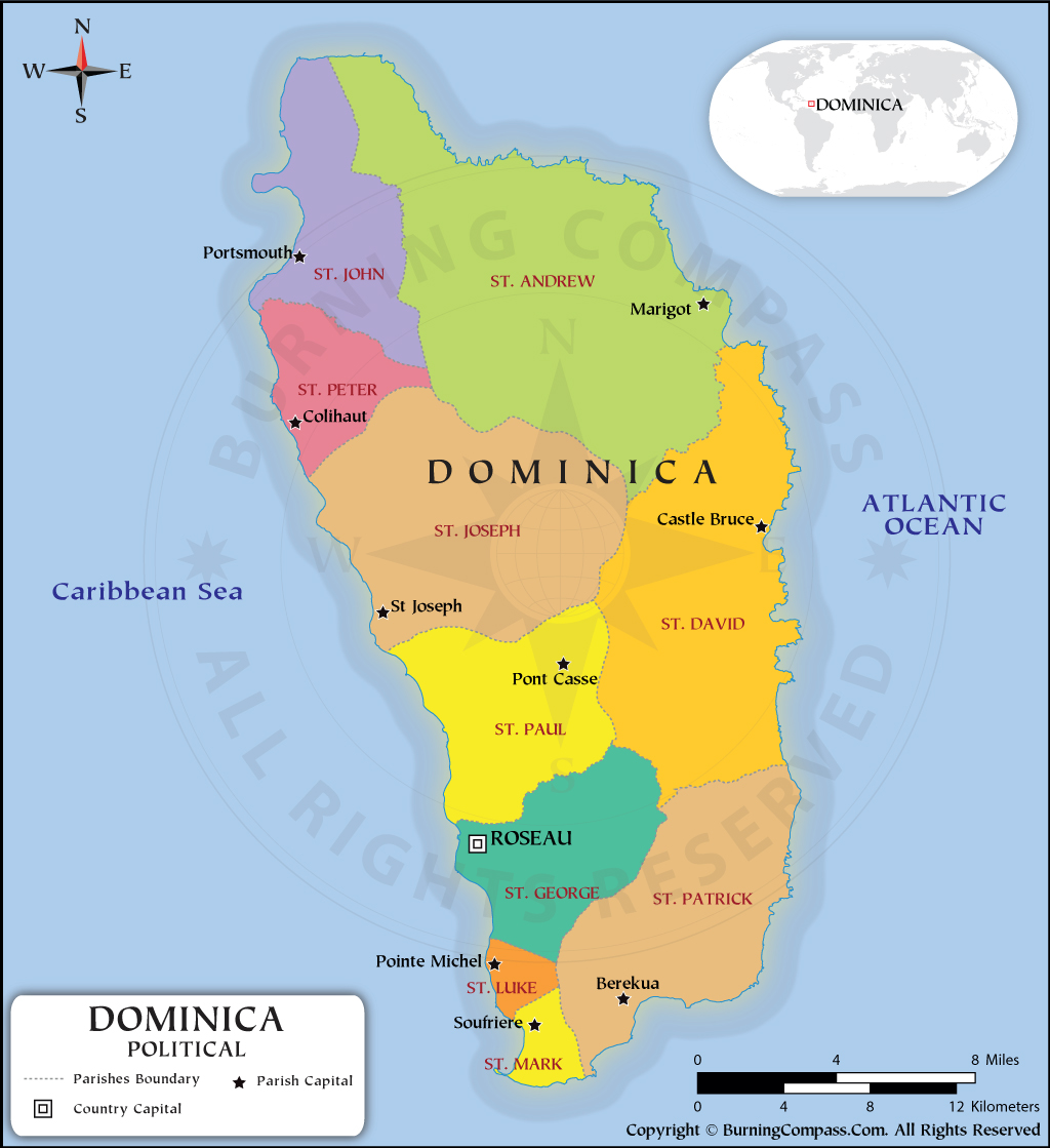 Dominica Parish Map, Dominica Political Map
