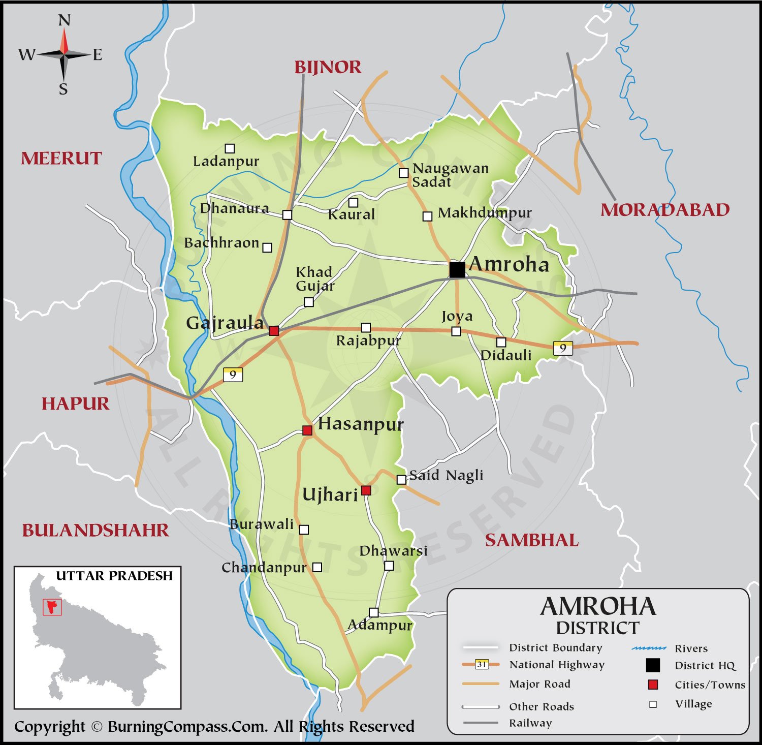 Amroha District Map HD