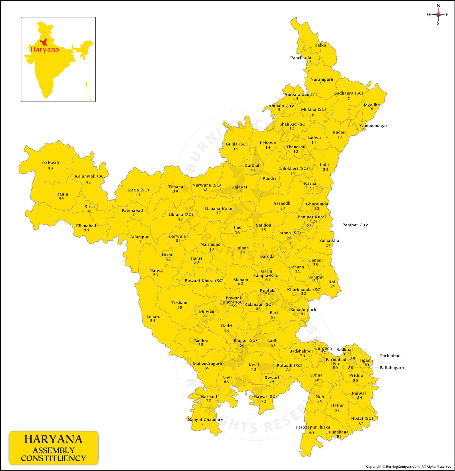 Haryana Assembly Constituency Map HD