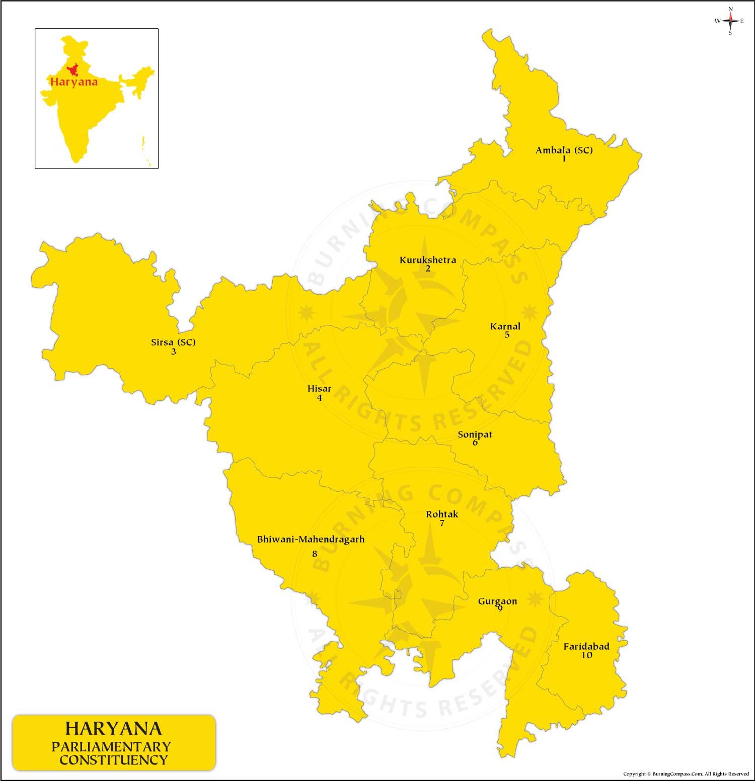 Haryana Parliamentary Constituency Map HD