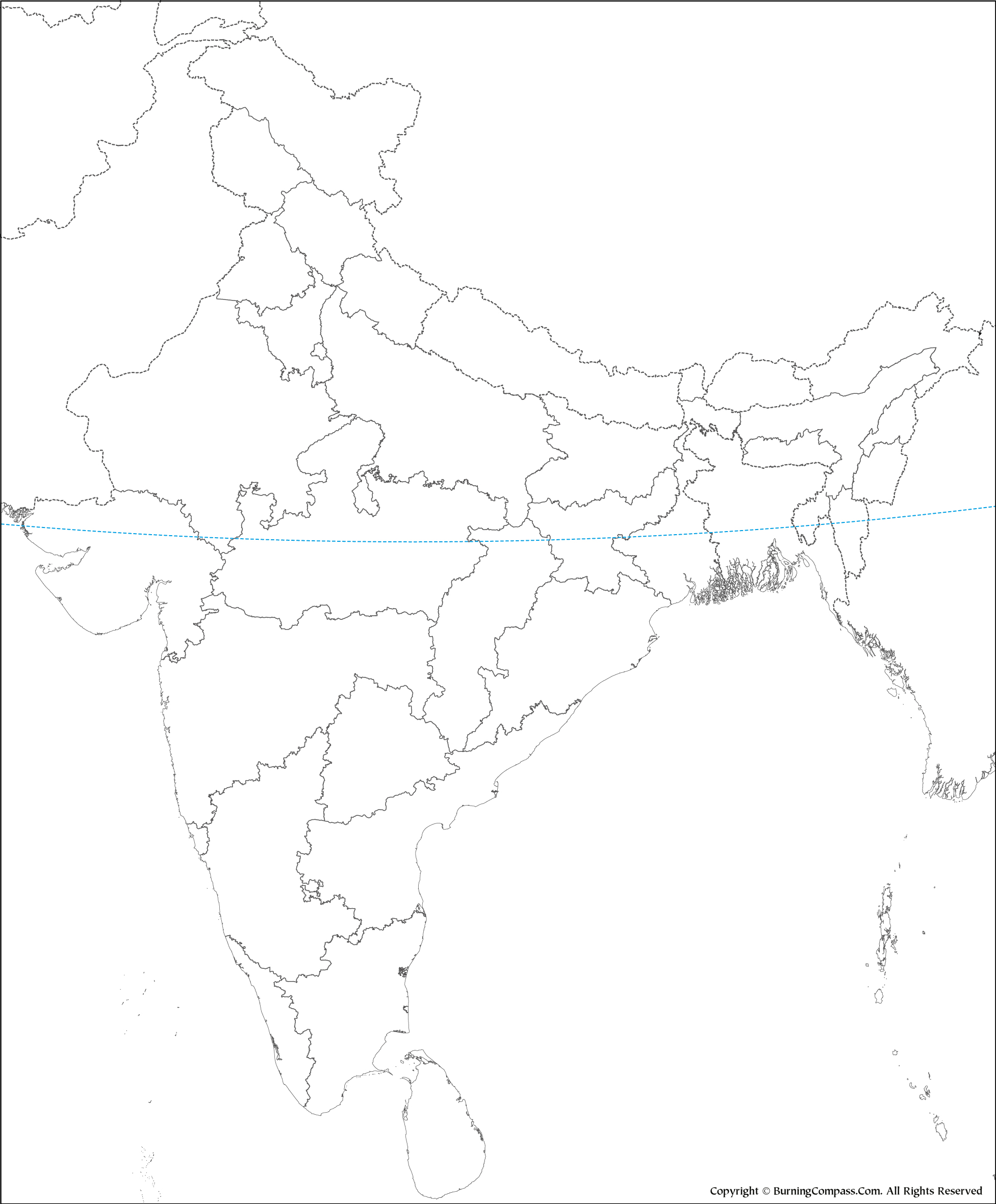 India Blank Map With Neighbouring Countries Hd 