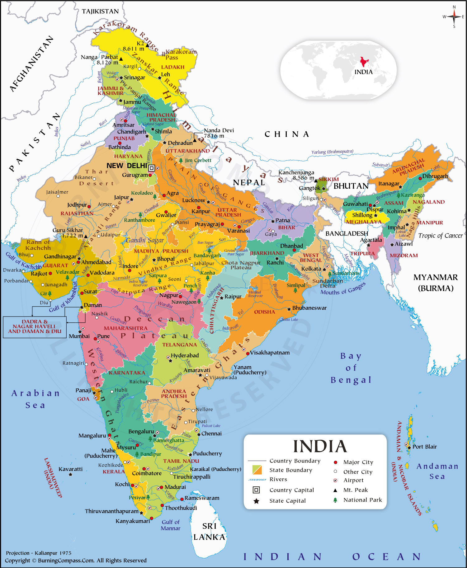 India Map With States And Cities And Districts