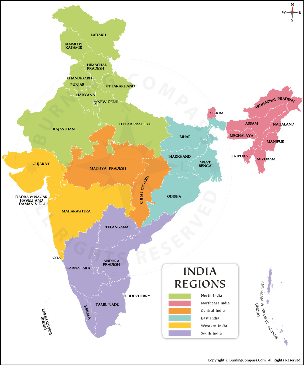 India Map With Regions