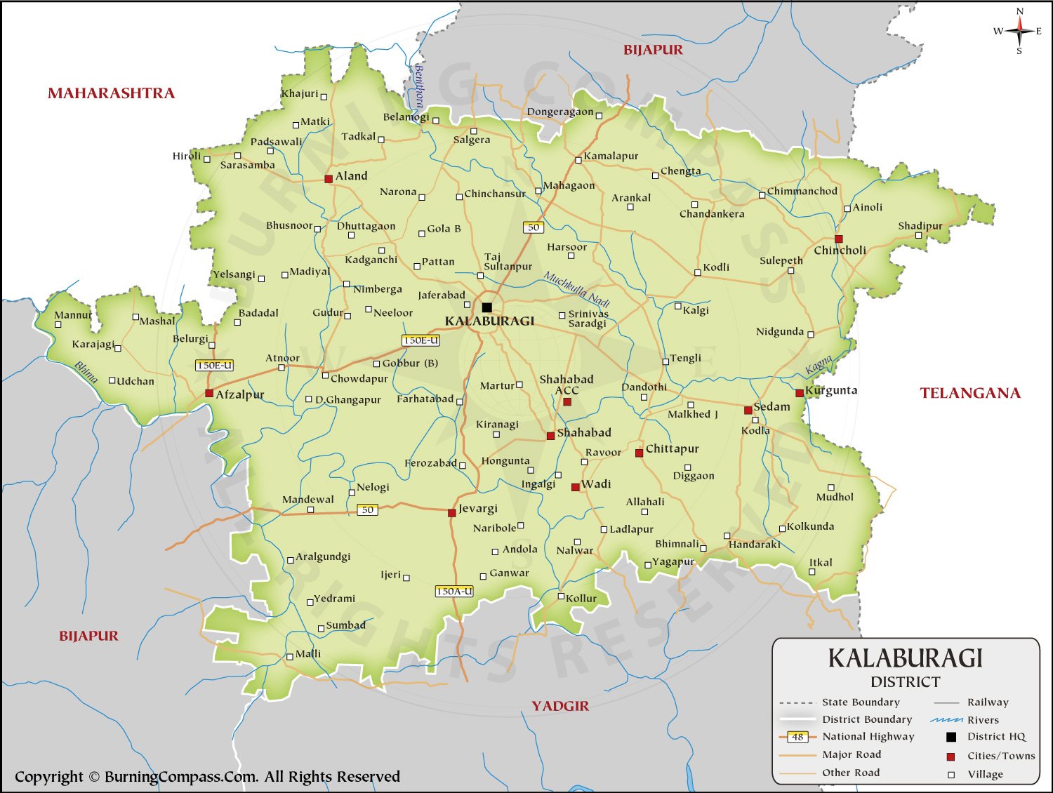 Kalaburagi District Map HD