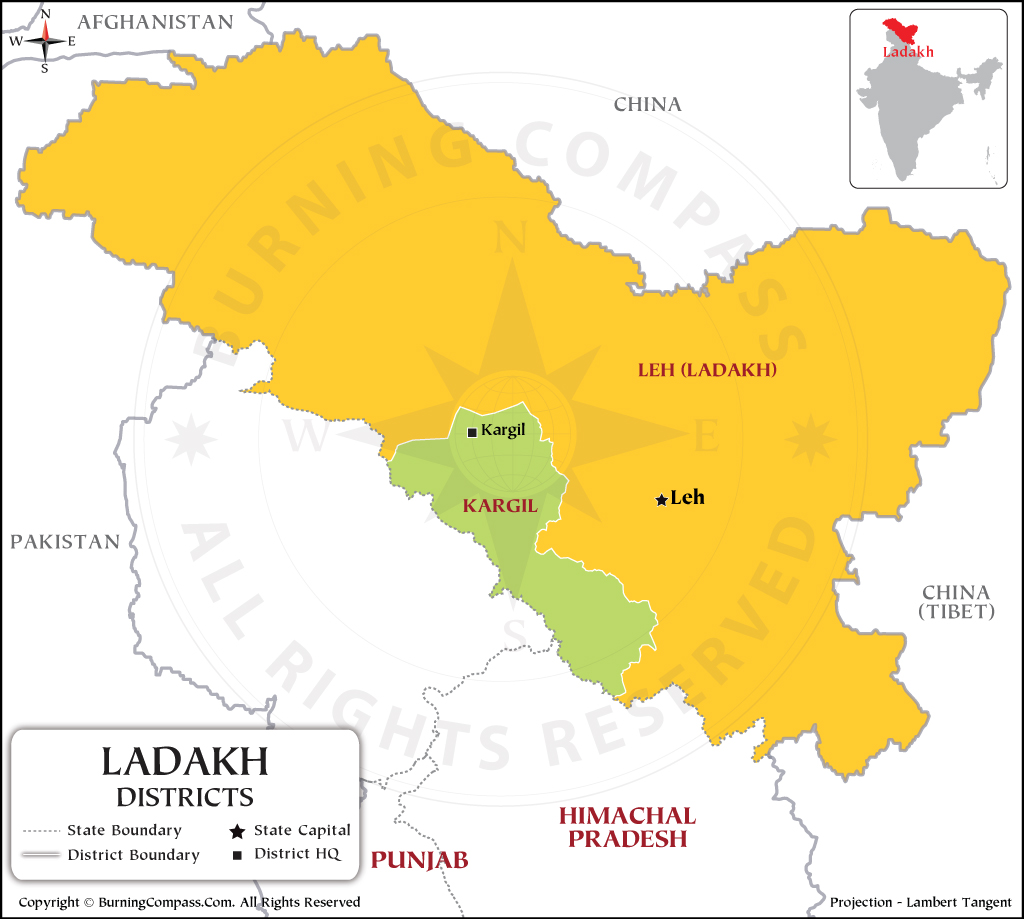 Ladakh District Map, Ladakh Political Map