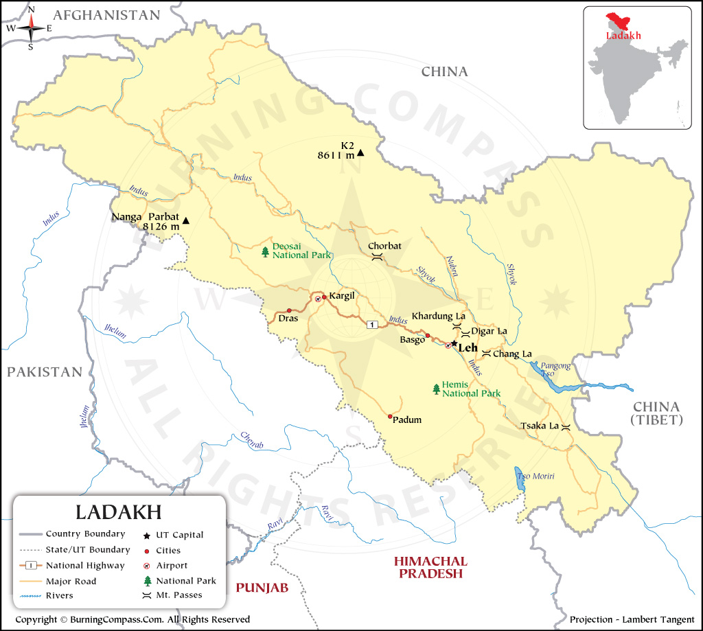 Ladakh District Map Ladakh Political Map Images