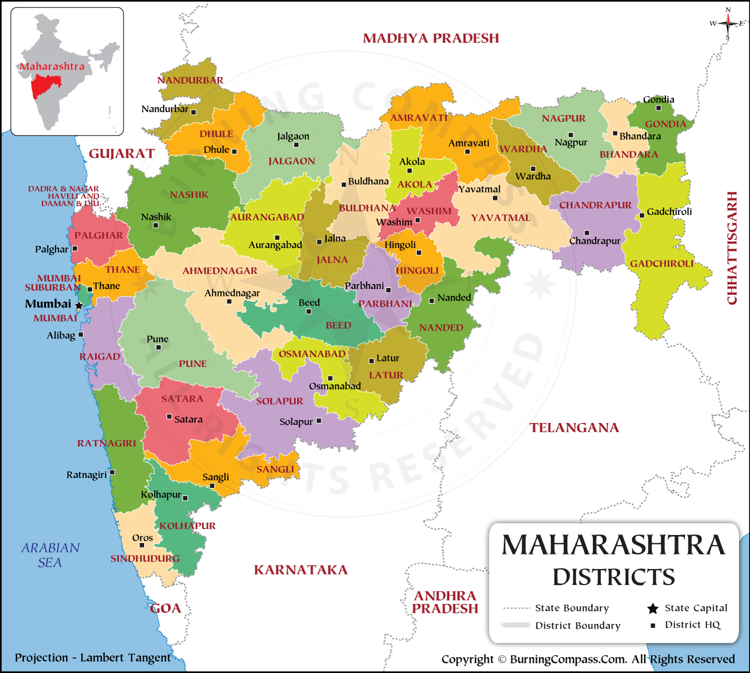 Maharashtra District Map Hd 
