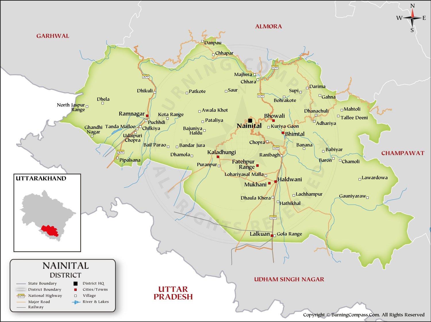 Nainital District Map HD