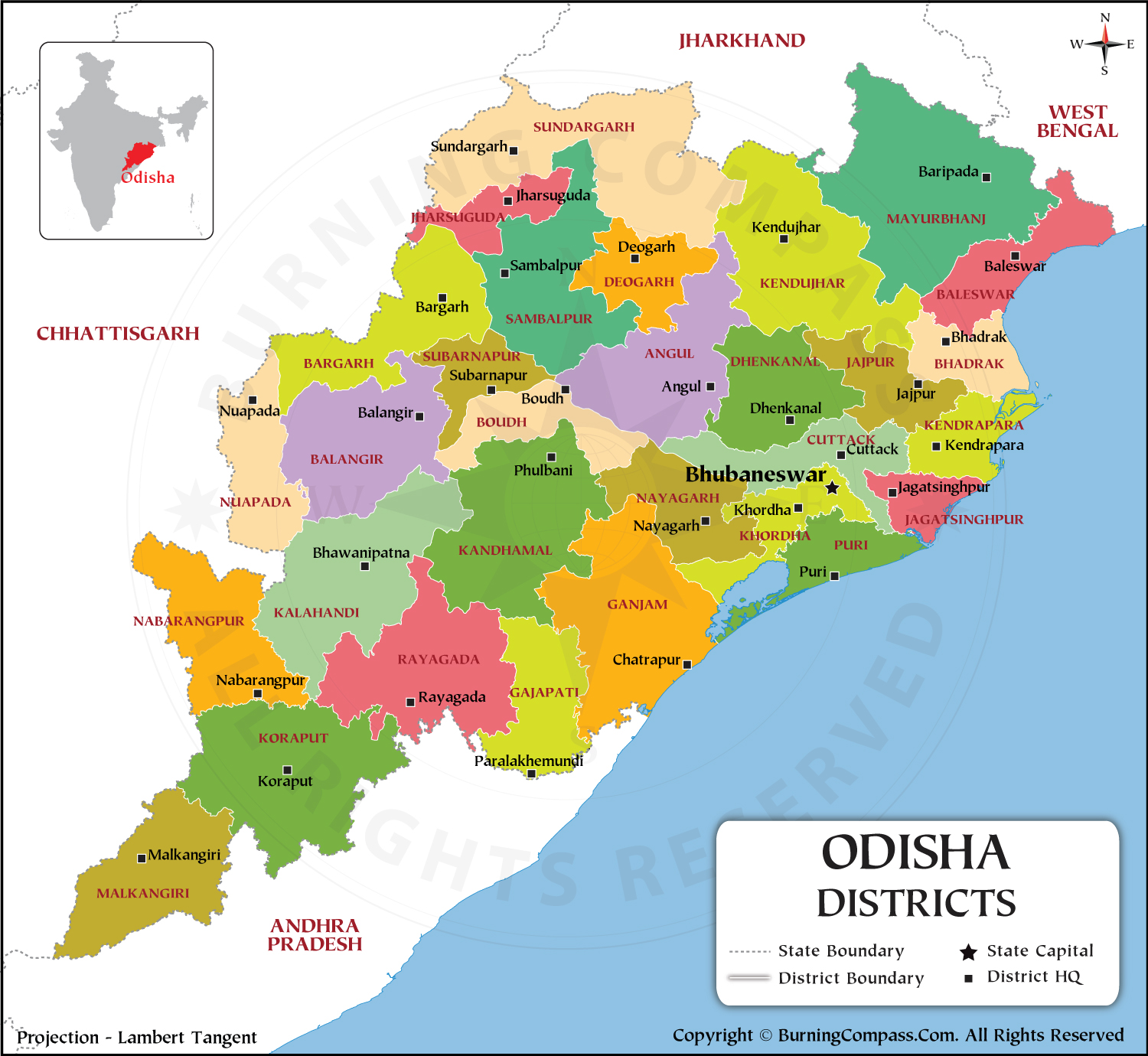 Odisha District Map Hd 