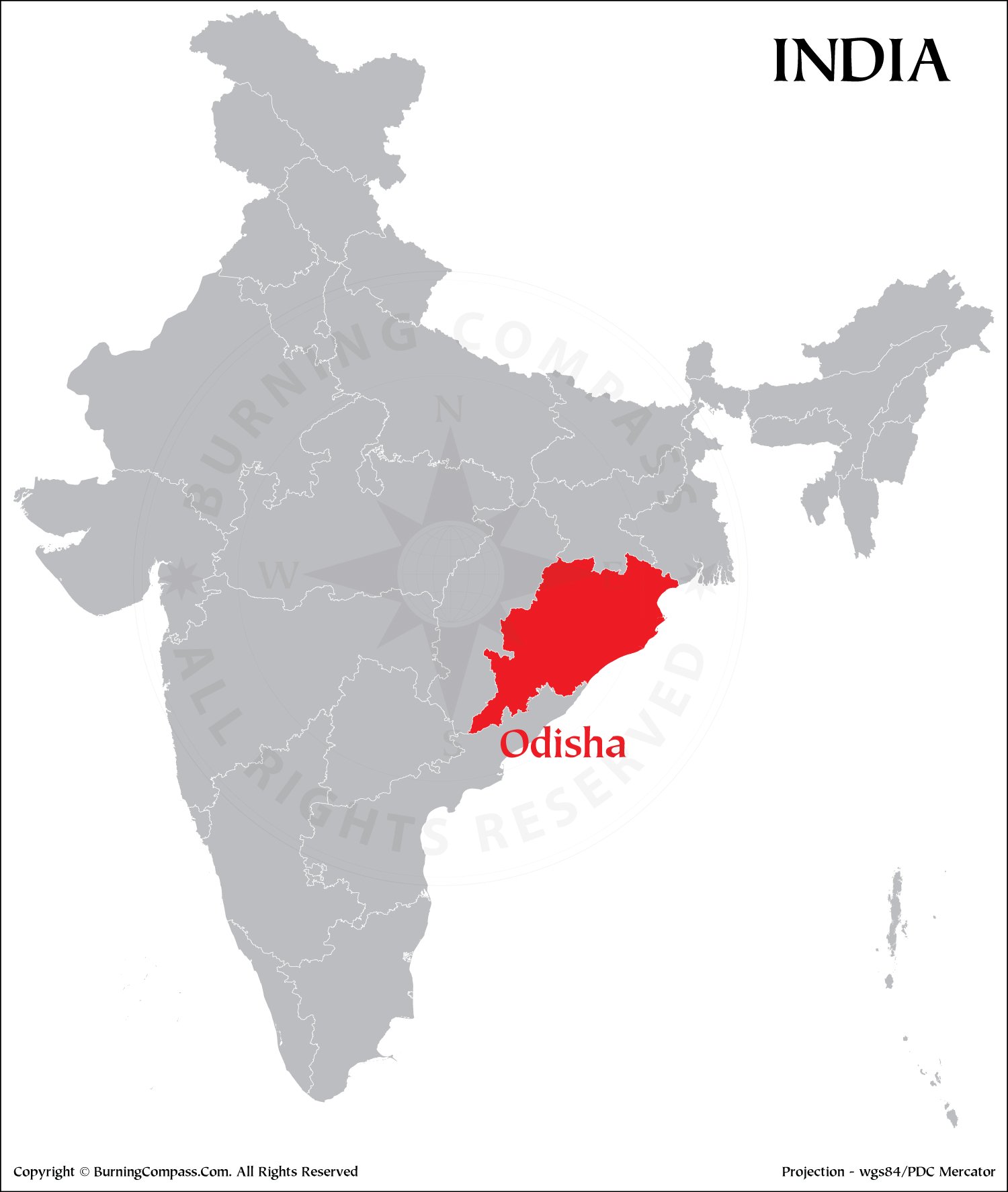 Odisha on India Map HD