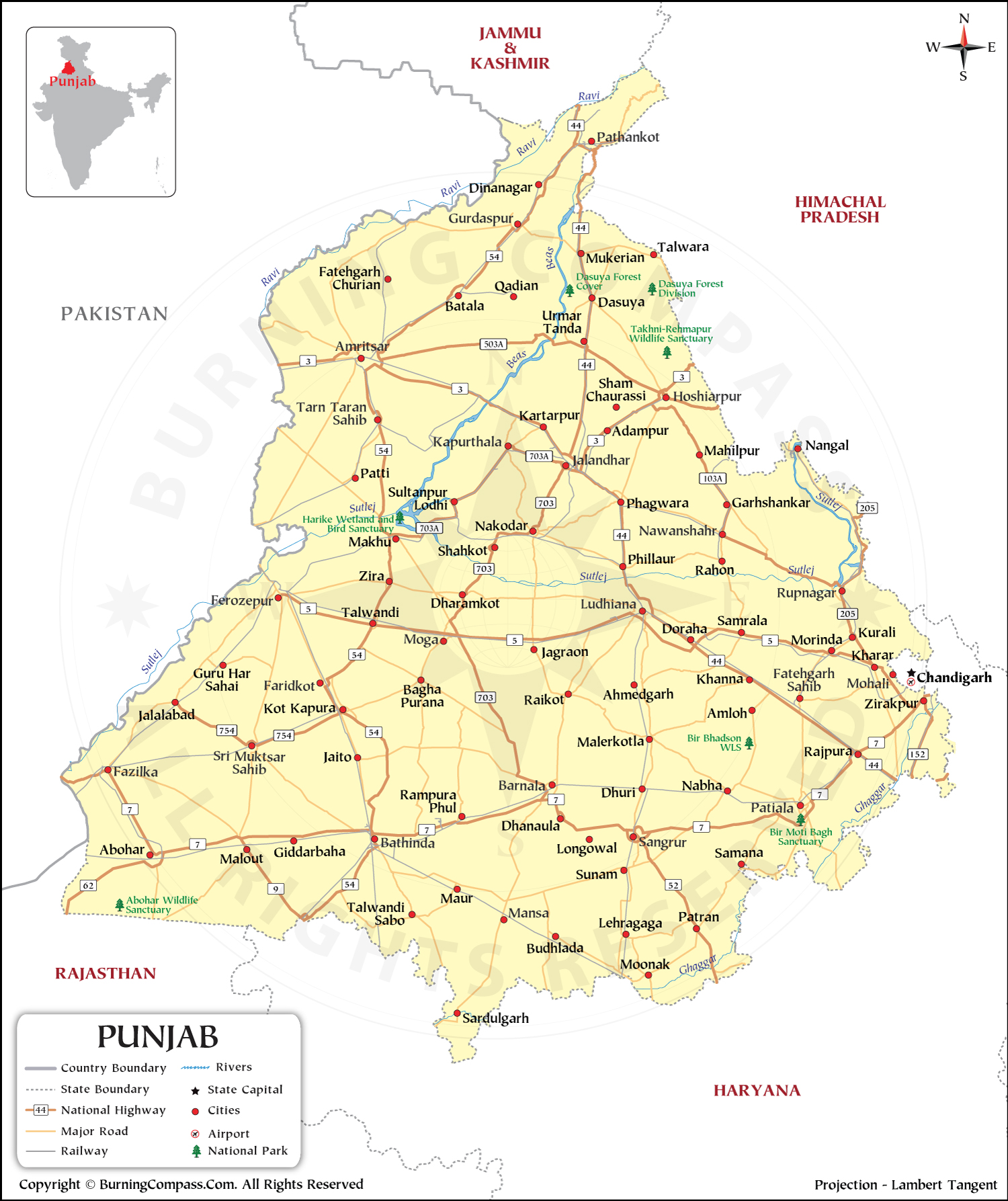 Punjab map. political and administrative map of punjab with districts wall  mural • murals wallpaper, vector, travel | myloview.com