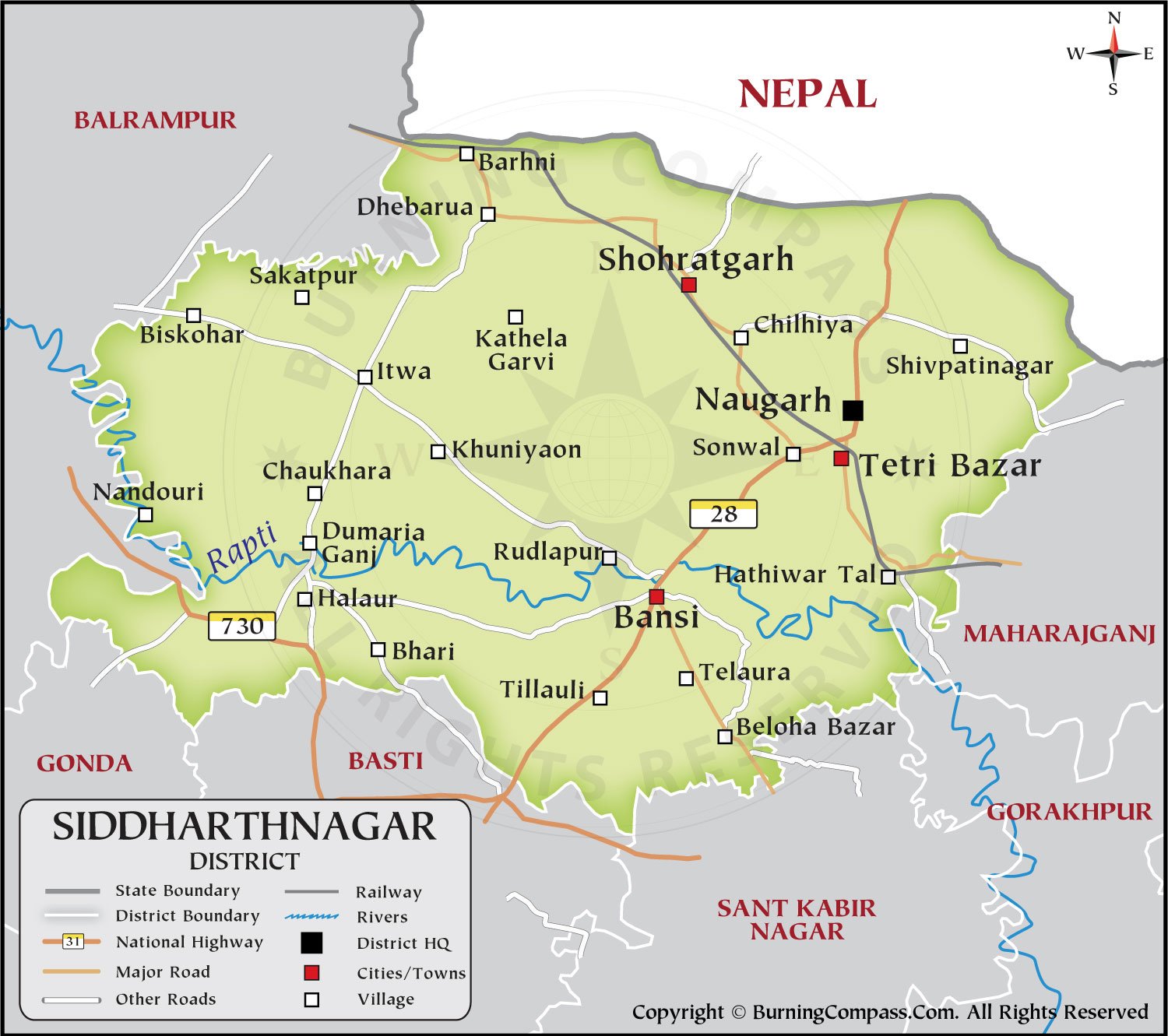 Siddharthnagar District Map HD