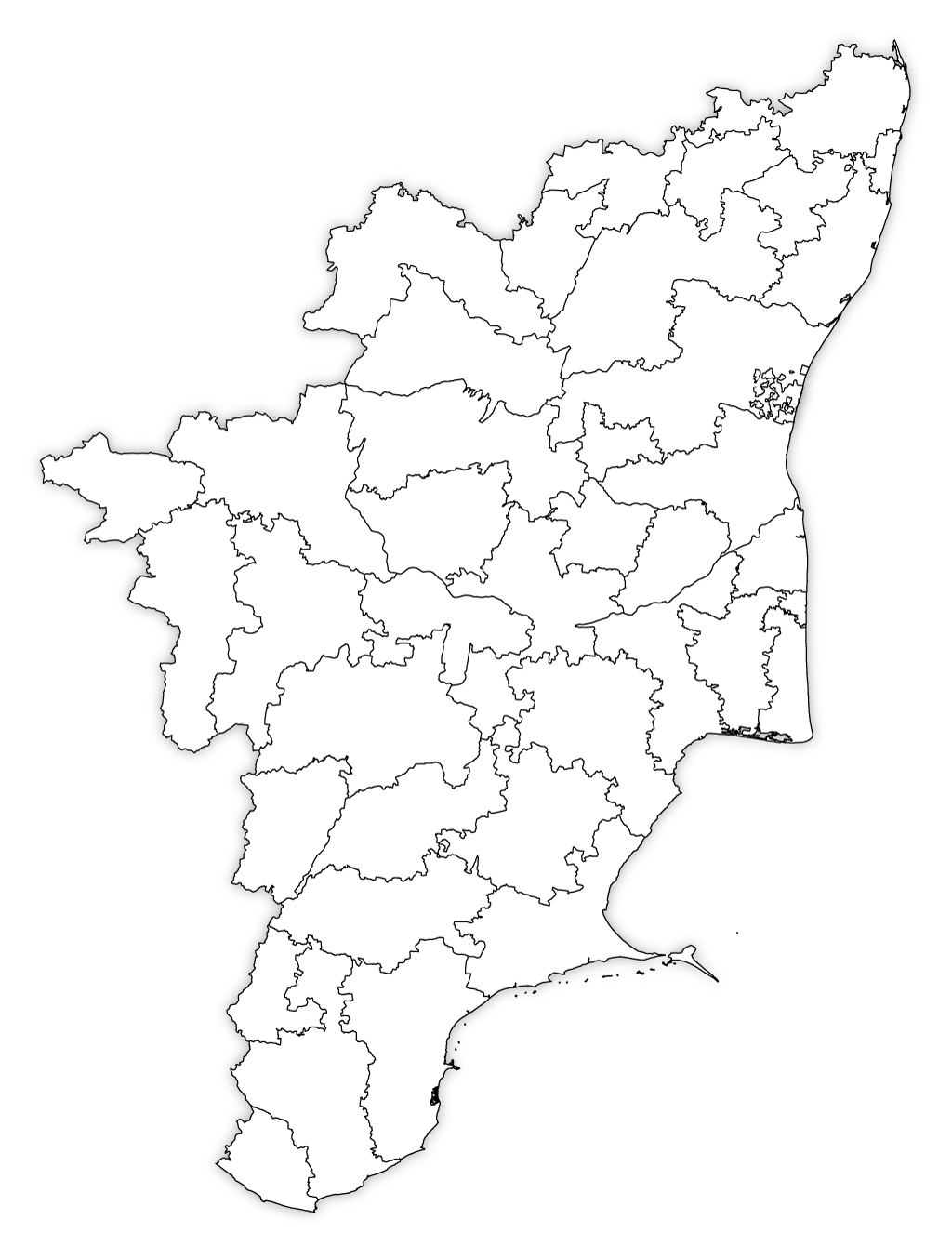 Tamil Nadu Blank Map 