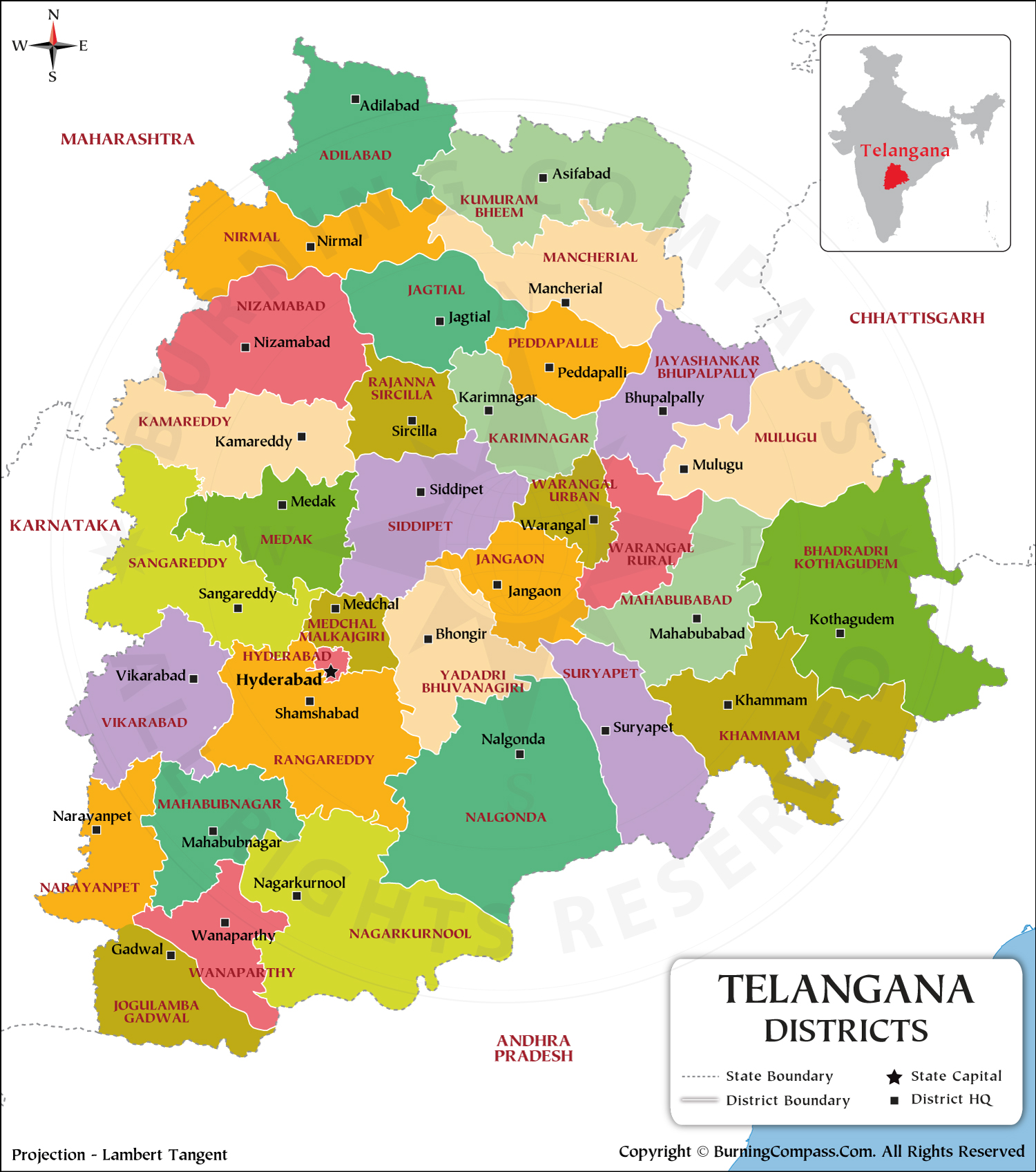 Telangana 33 District Map