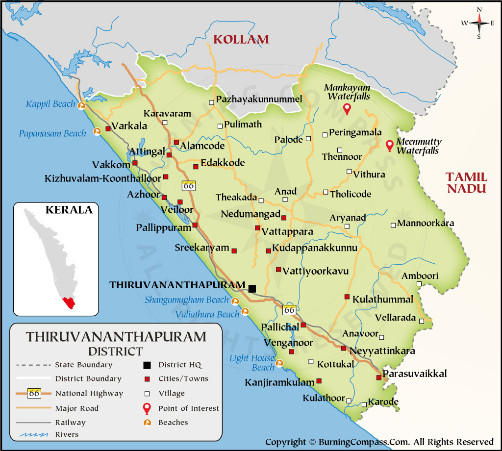 thiruvananthapuram tourism map