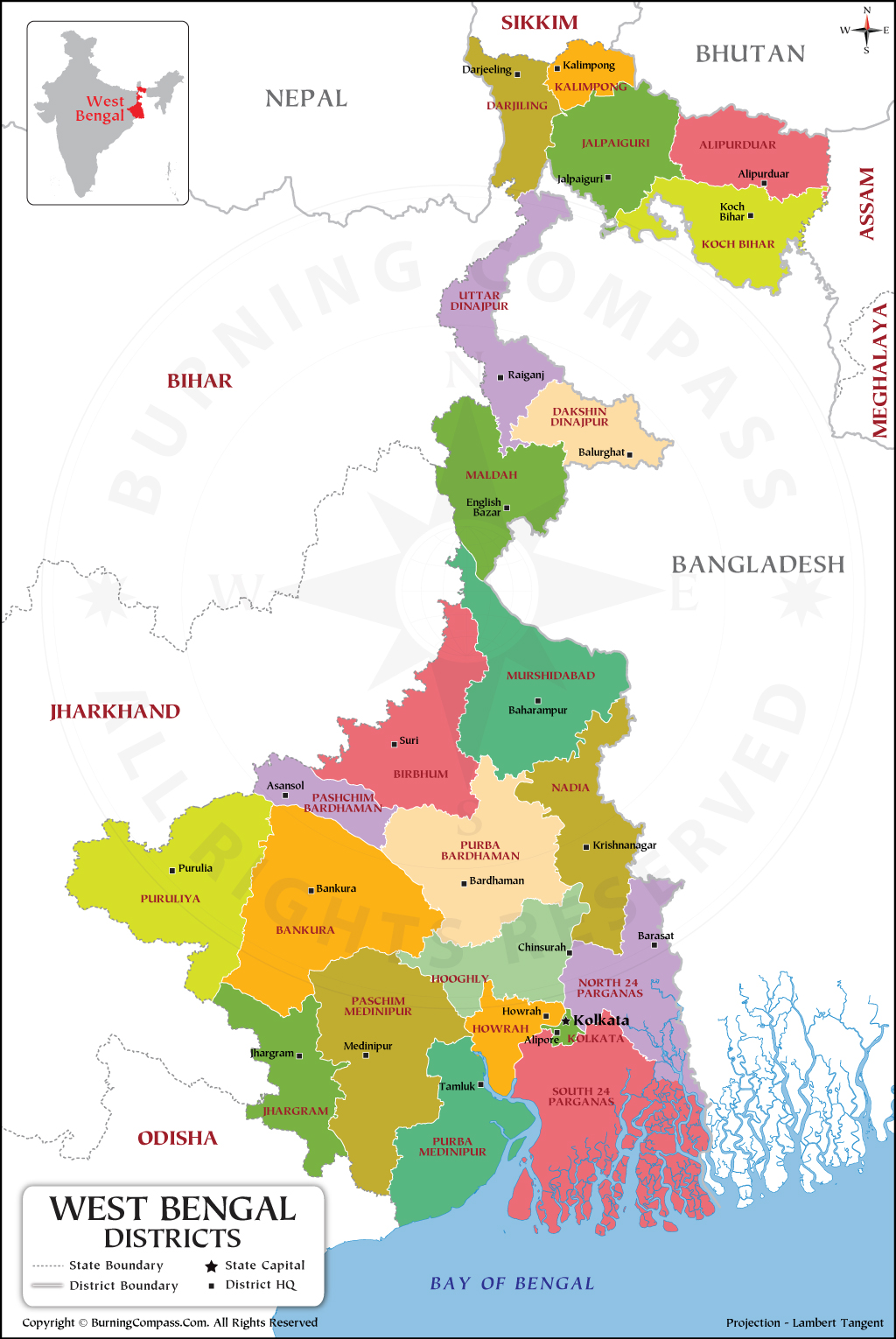 West Bengal District Map 