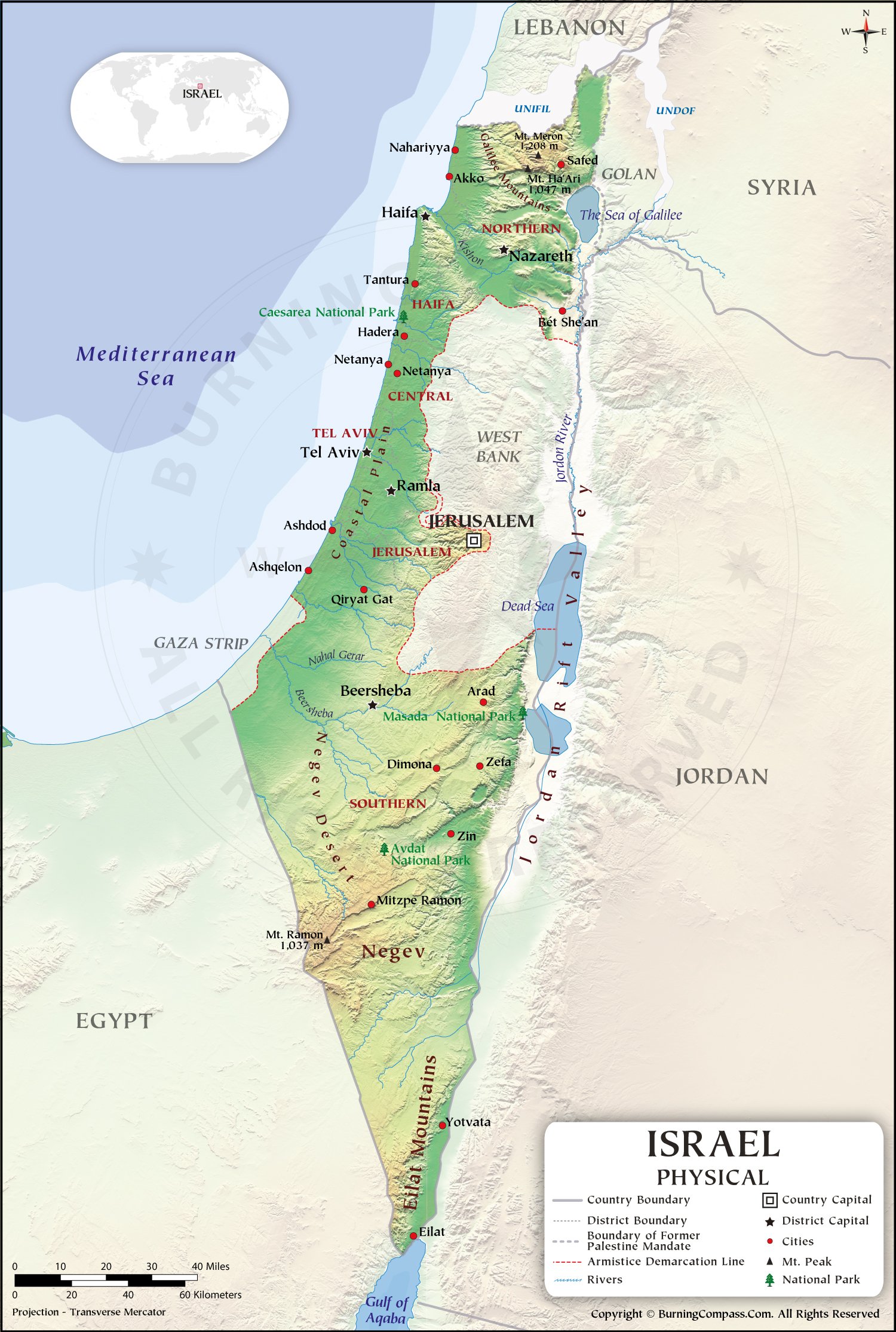 Israel Physical Map HD