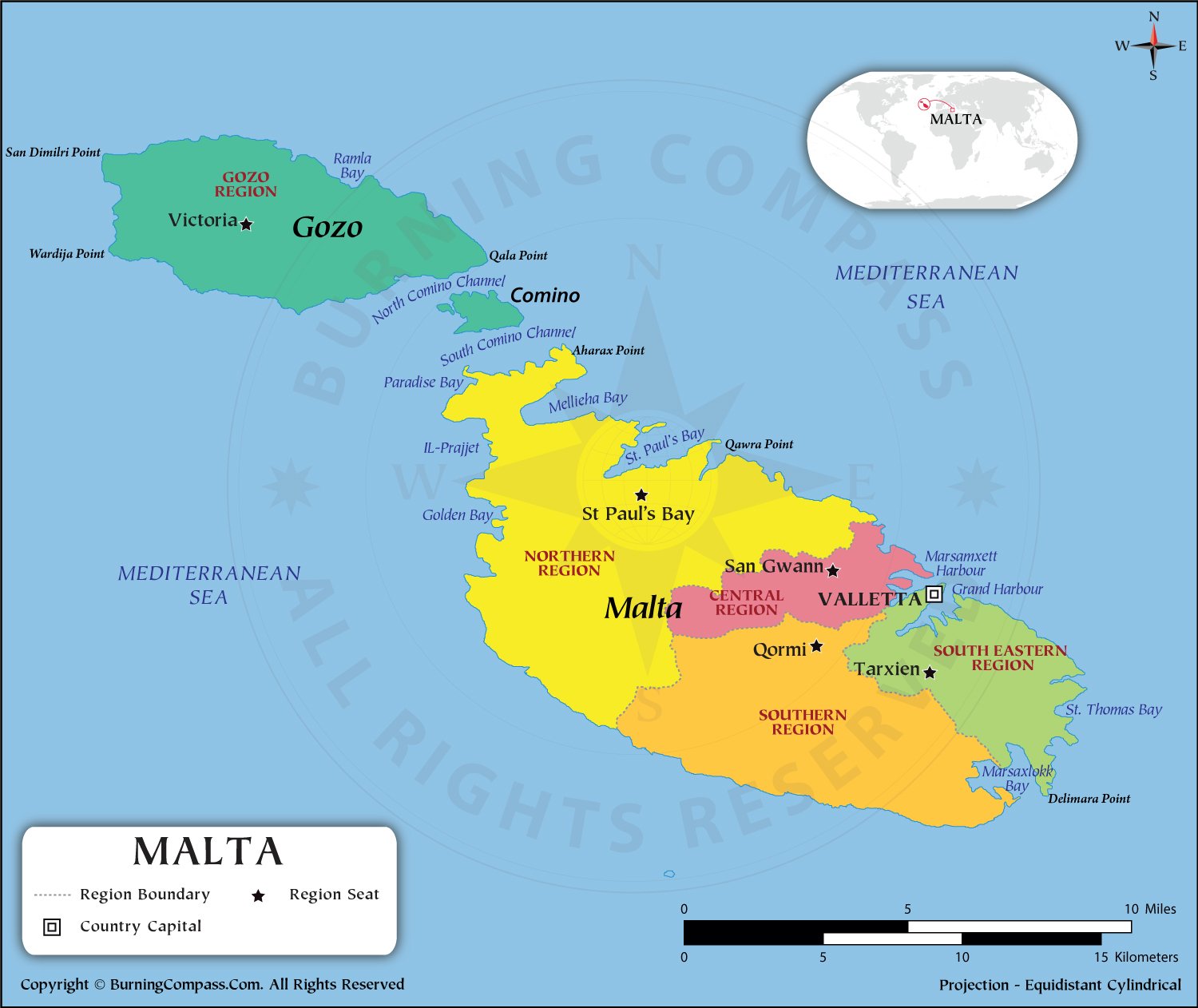 Malta Regions Map HD