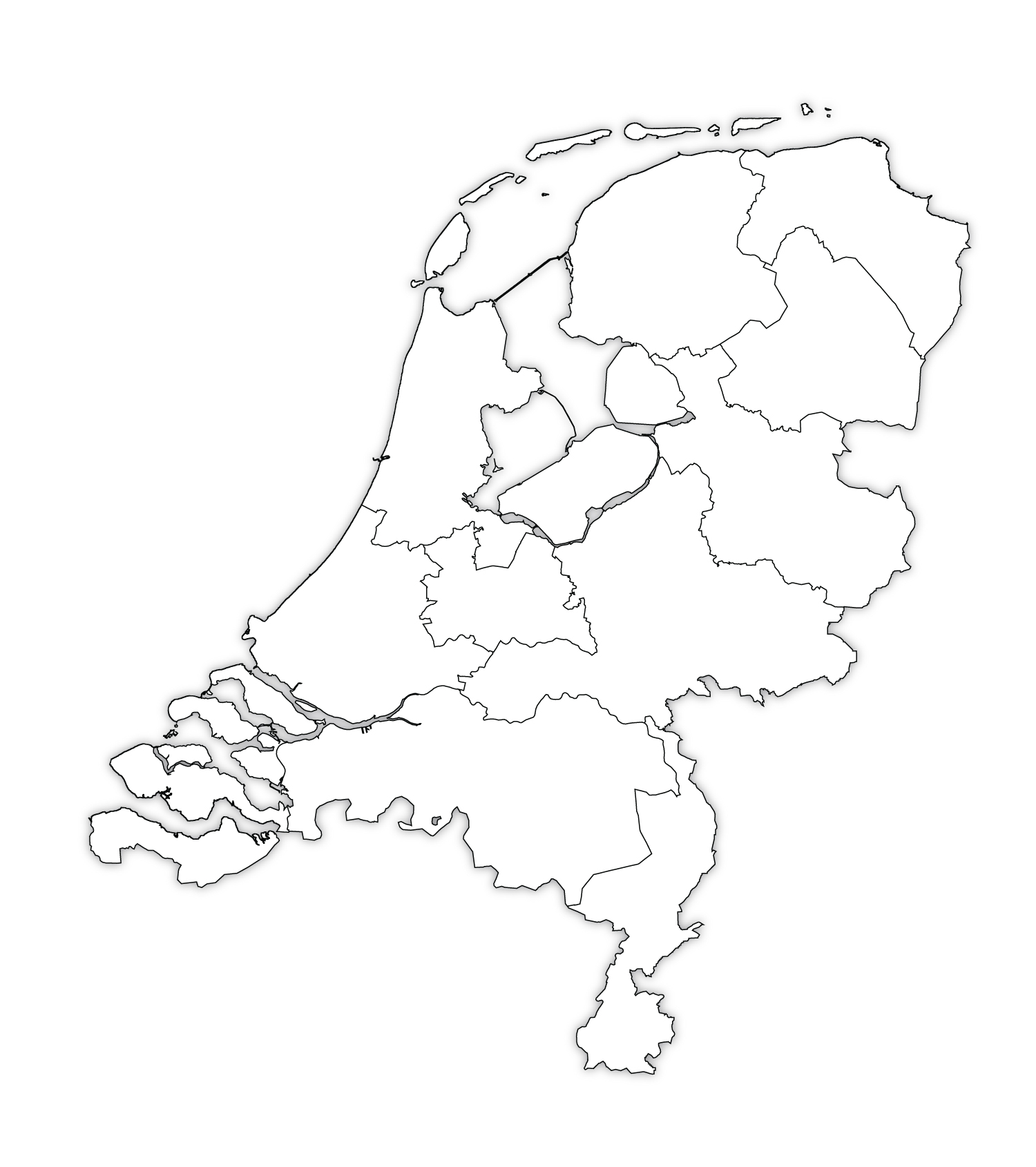 Netherlands Blank Map HD