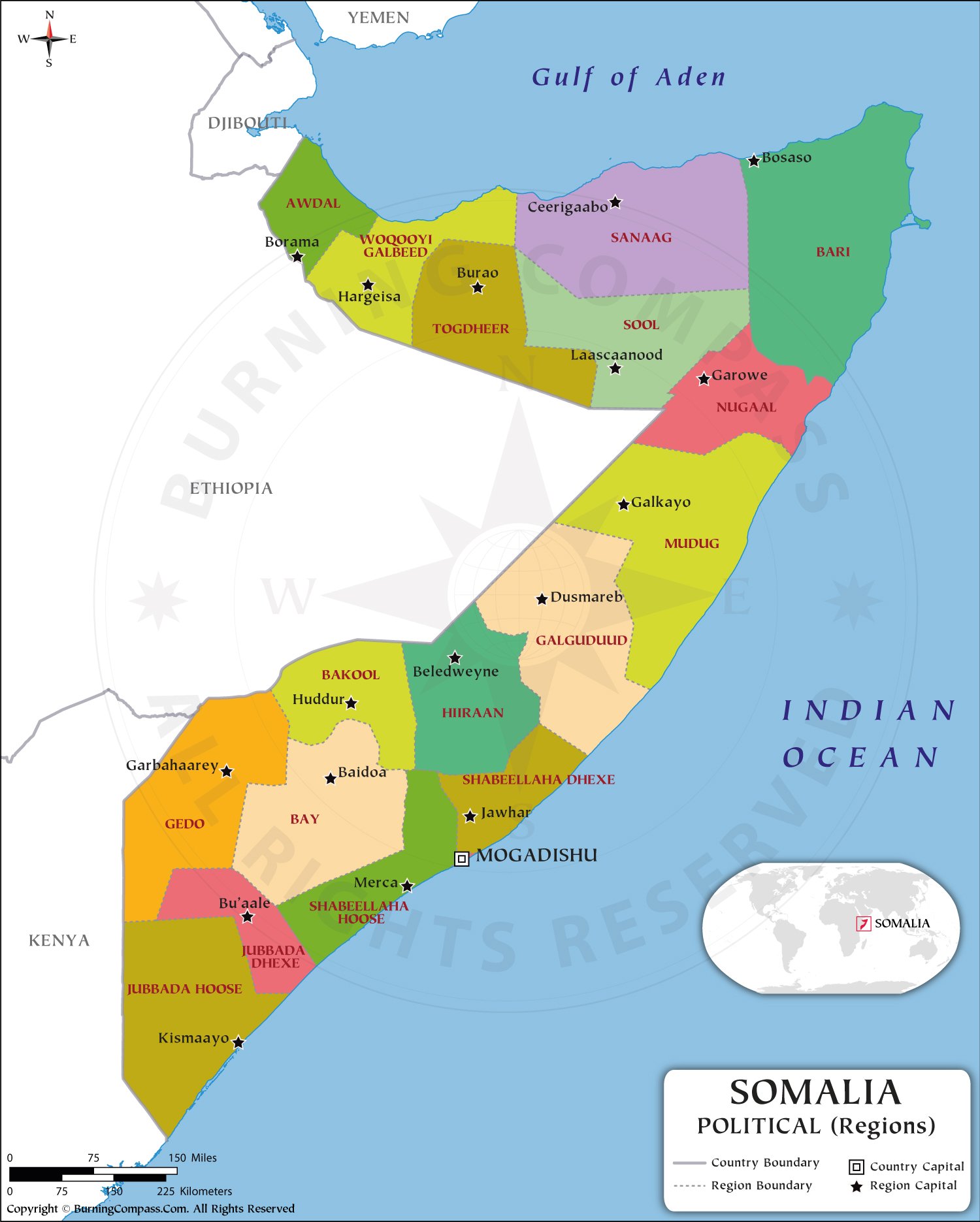 Somalia Region Map HD