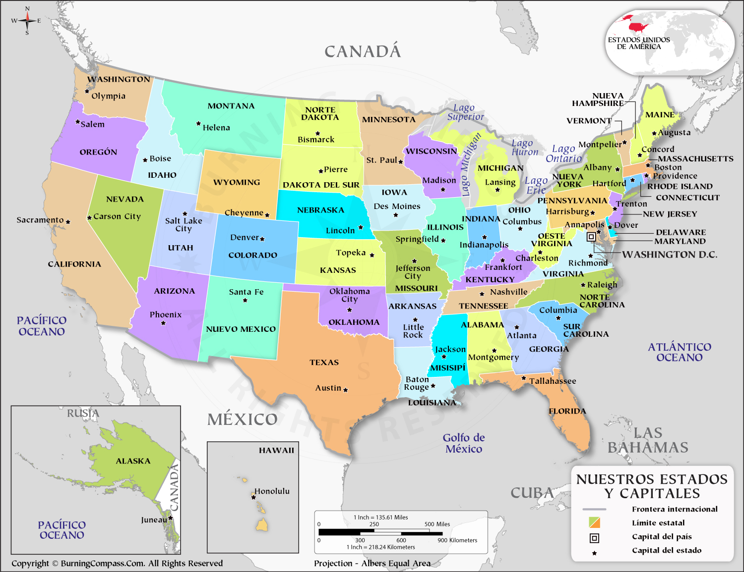 Mapa de Estados Unidos HD Imagen Grande