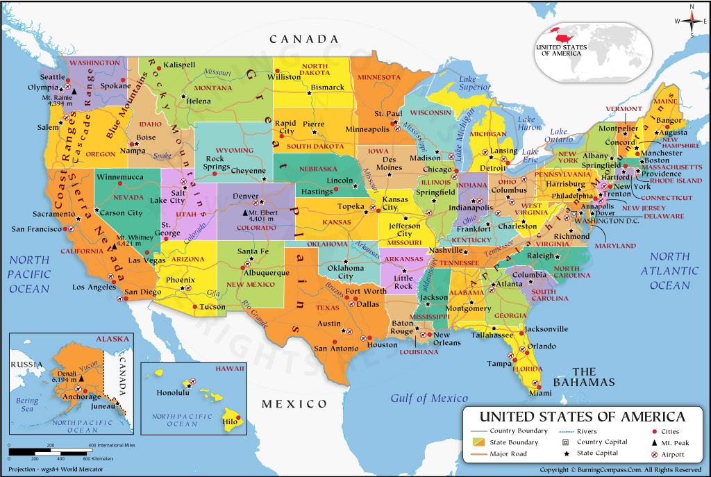 US Map Labeled, Map of America, Show me a Map of the United States