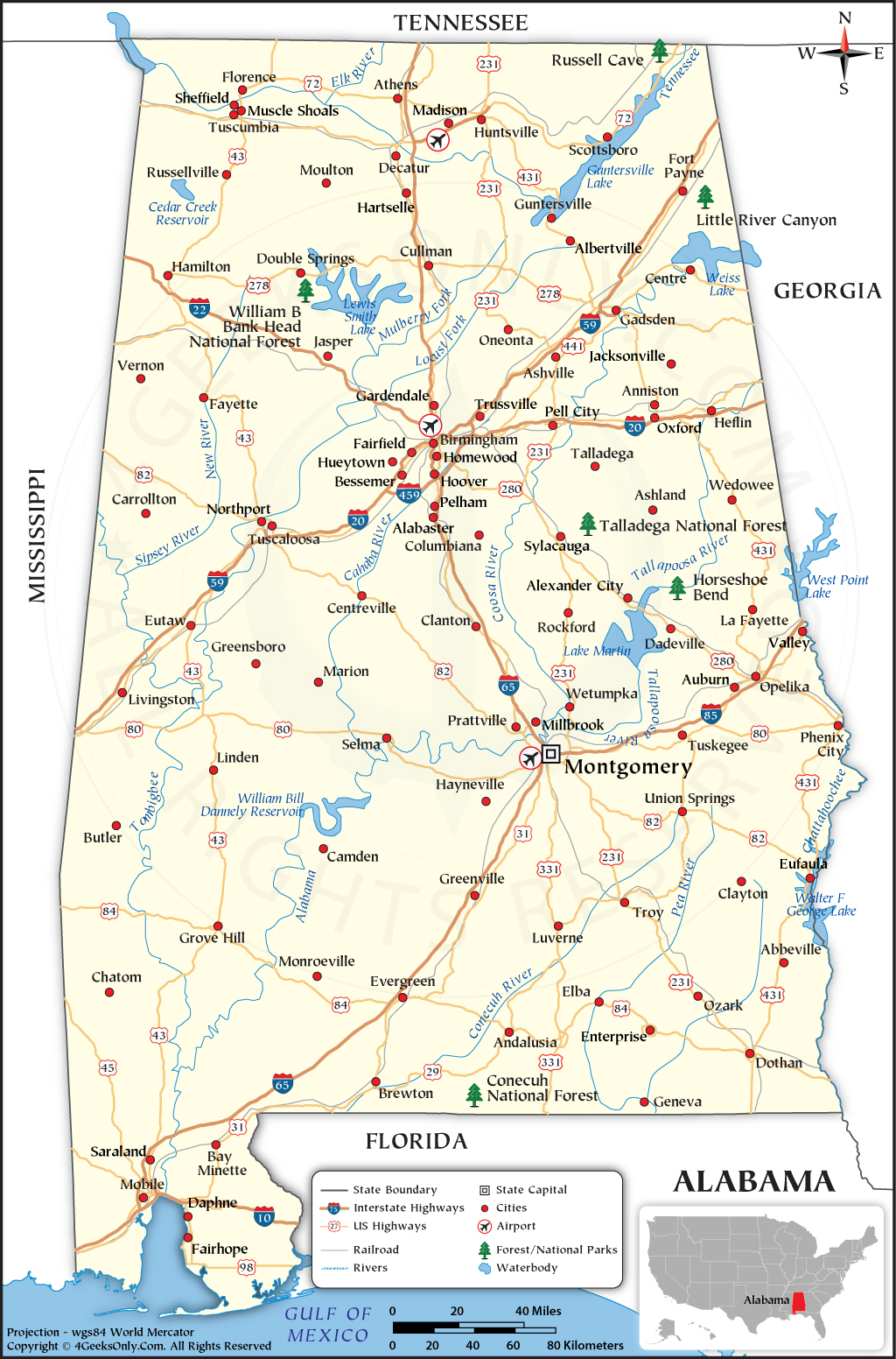 PDF of Alabama Map, Alabama Map PDF