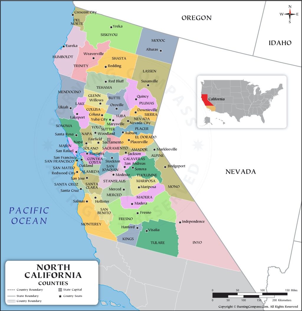 Northern California County Map