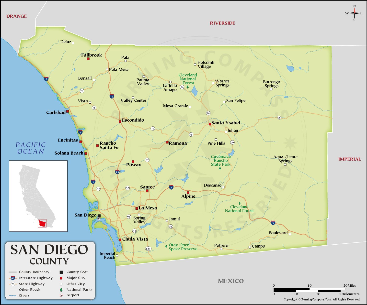 San Diego County Map HD