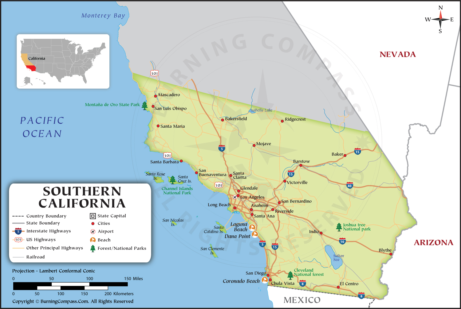 Southern California Map Hd 