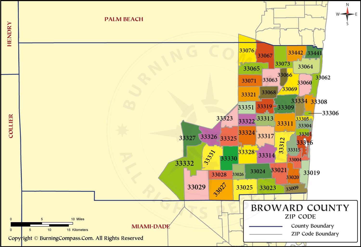 Broward County Zip Code Map HD