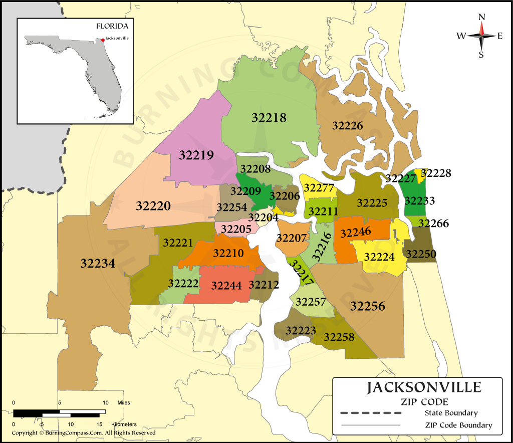 Jacksonville Zip Code Map 