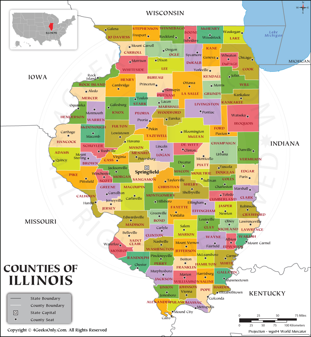 Illinois Map With County Names - United States Map