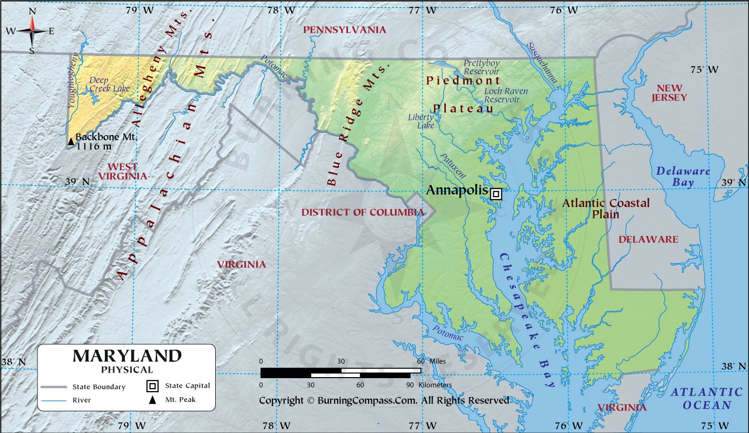 Maryland Physical Map HD