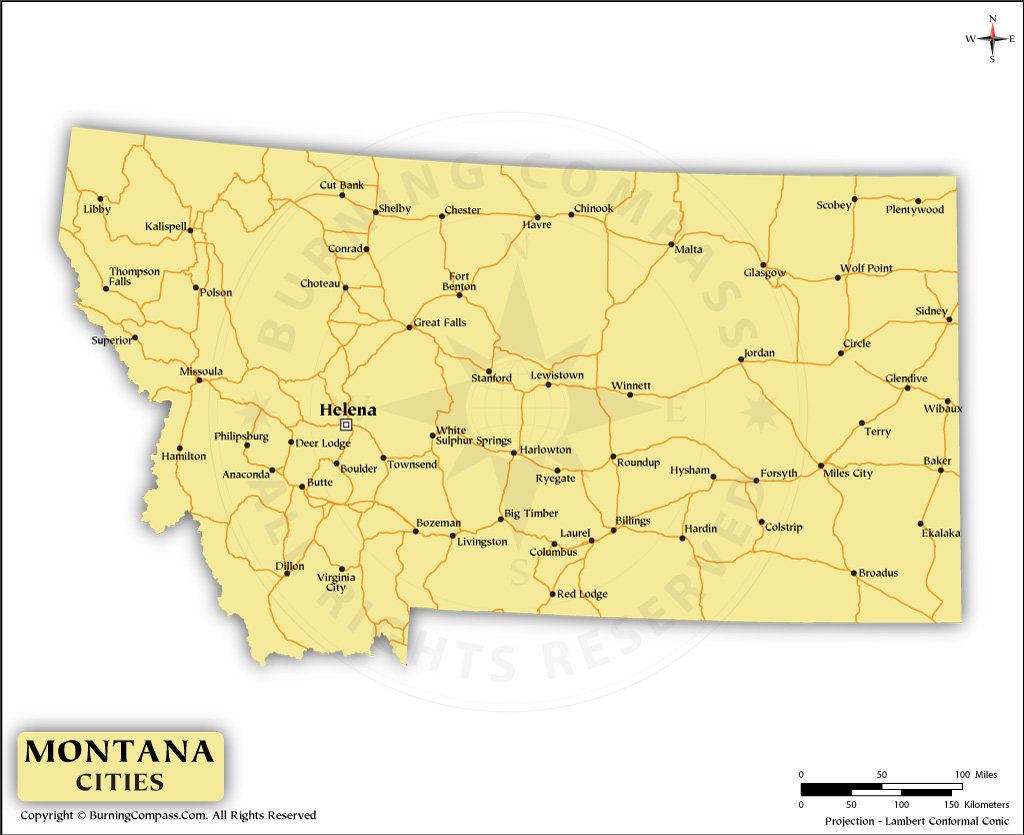 Montana Map With Cities | estudioespositoymiguel.com.ar