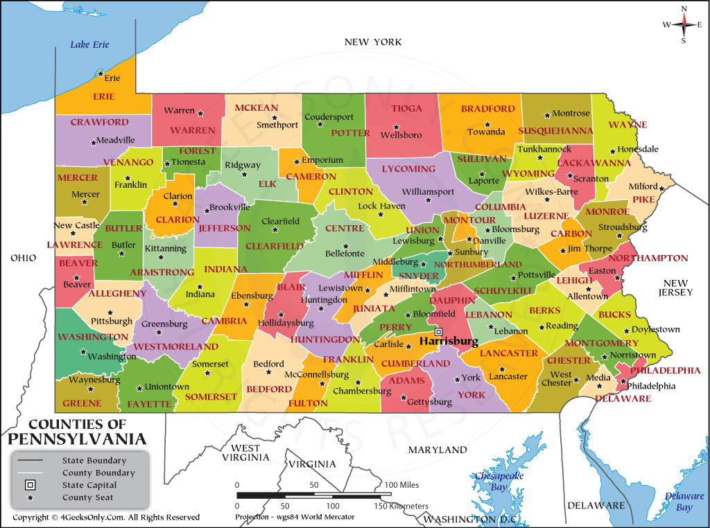 Pennsylvania County Map