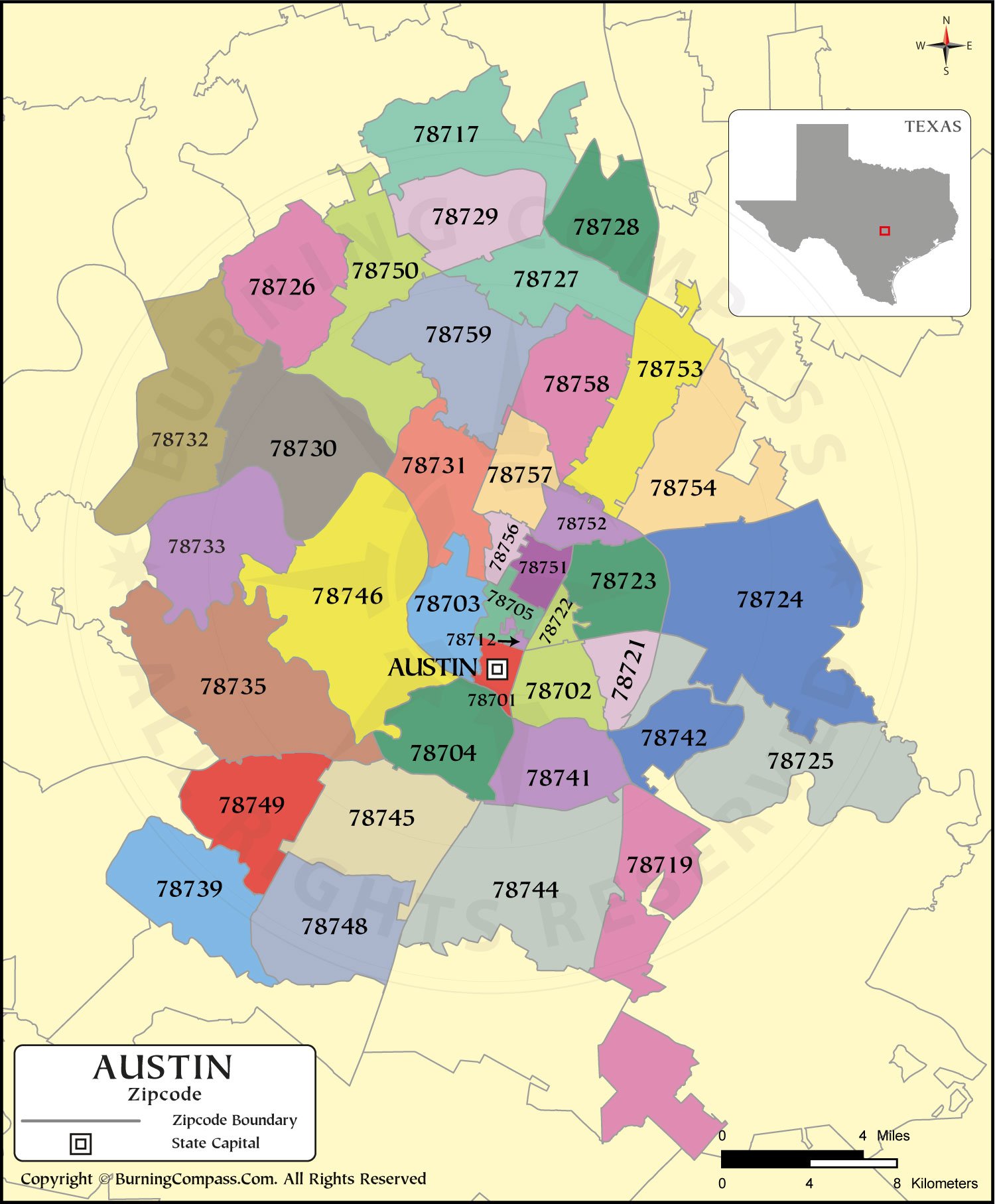 Austin Zip Code Map HD