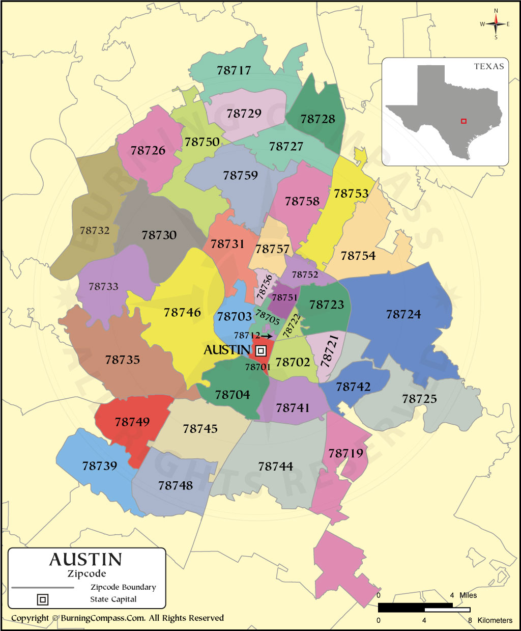 Austin Zip Code Map, Austin Texas Zip Code Map