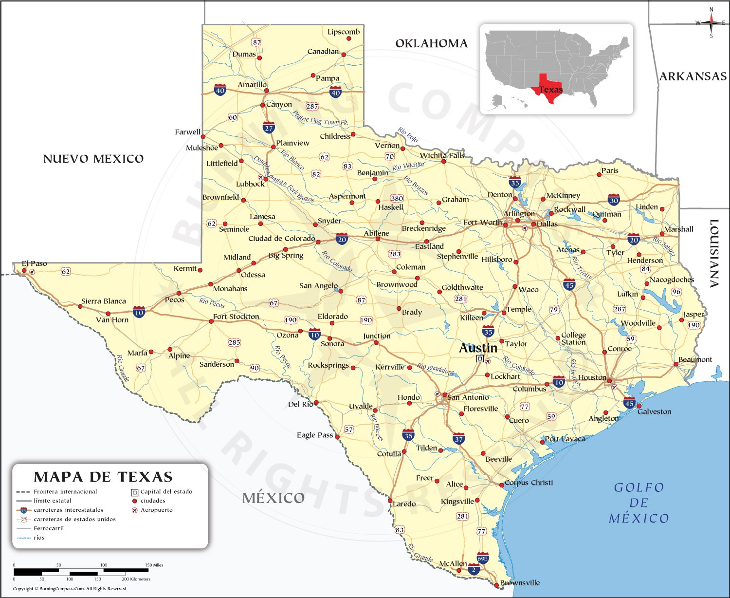 Mapa de Texas HD