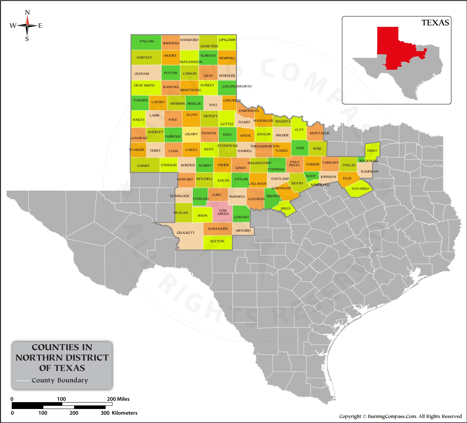 North Texas County Map HD