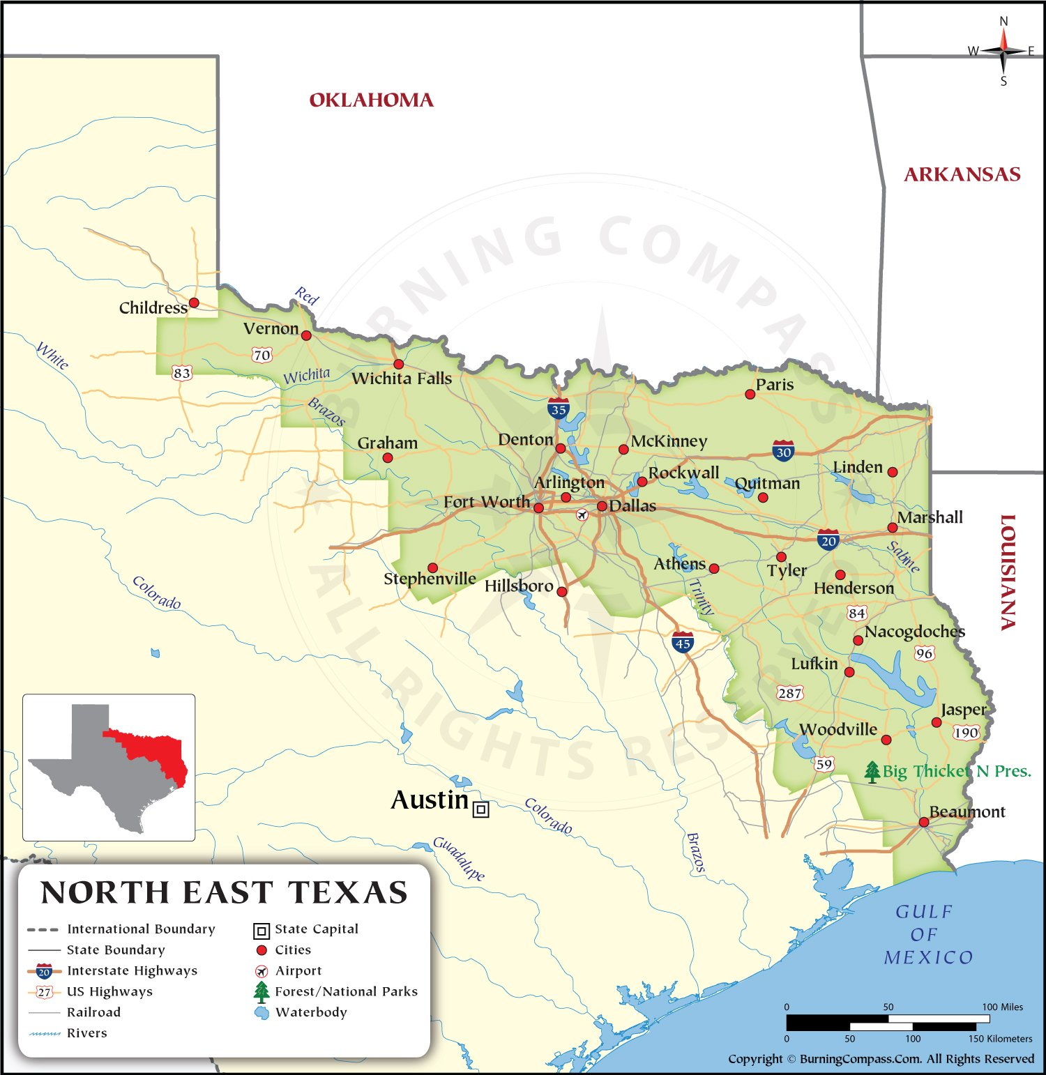 Northeast Texas Map HD